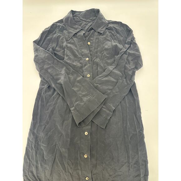 Silk Dress Shirt for Women Sz M* Button Down Bell Sleeves Black - Picture 5 of 6